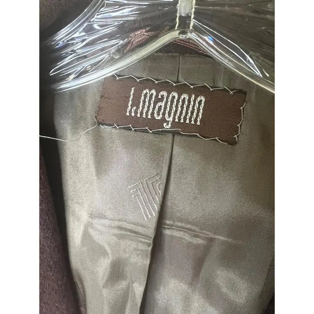 I Magnin Mens Blazer Sport Coat Dark Brown Elbow Patch Vintage Luxury Classic 42